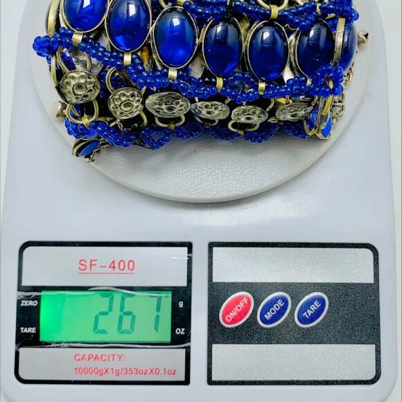 Blue Choker Necklace, Handmade Afghan Choker, Tribal Unique Jewelry designs - Picture 9 of 9